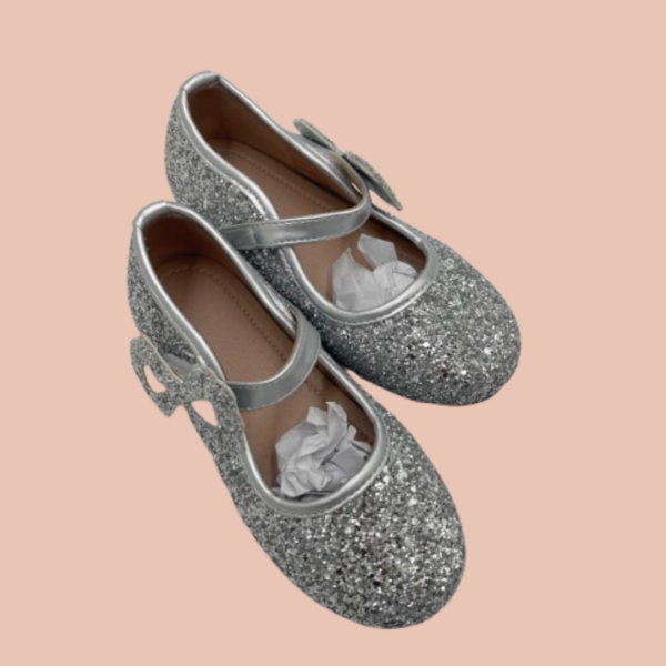 Ballerines Mary Jane à paillettes argentées