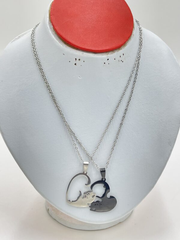 Collier Couple Chat en cœur