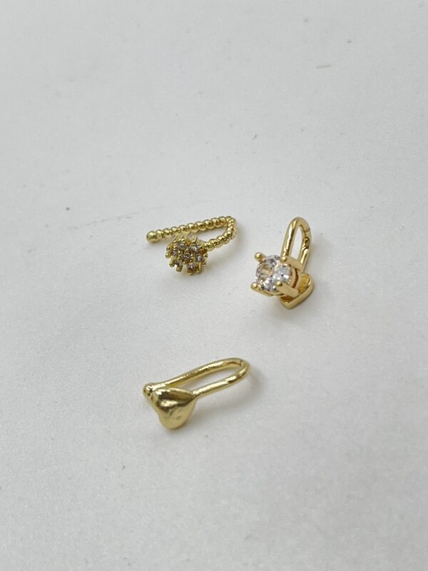 Ensemble de 3 faux anneaux de nez décorés de strass