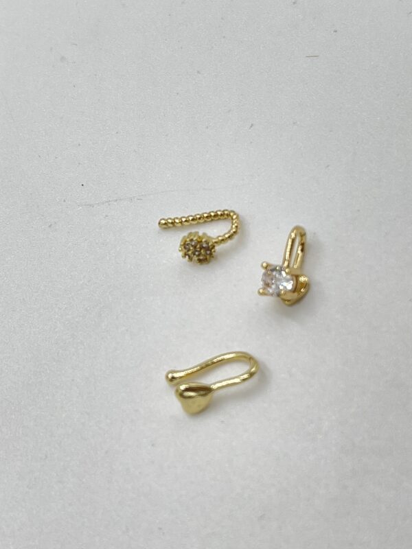 Ensemble de 3 faux anneaux de nez décorés de strass