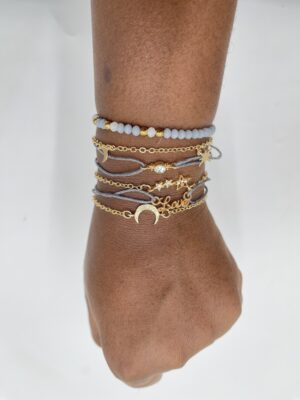 Ensemble de 7 bracelets étoile et lune en strass