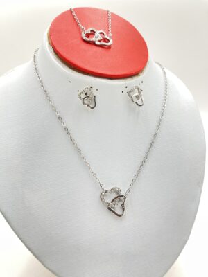 Ensemble de Bijoux Décor Cœur Strass