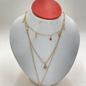 Collier lune et étoile en strass jaune