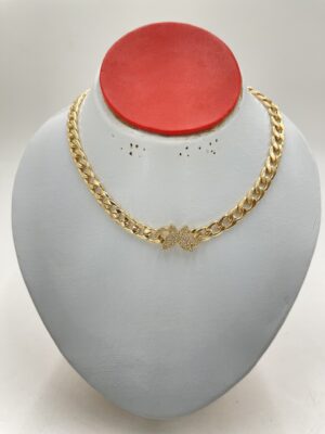 Collier papillon en strass doré