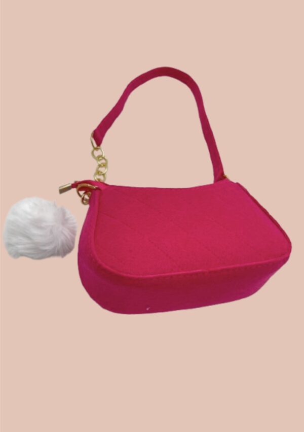 Sac Hobo à Pompons Chevron Rose Fluo