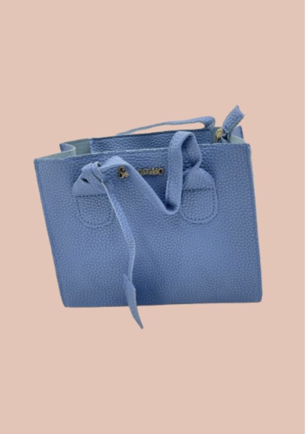 Mini Sac Carré Tendance en Relief Litchi Bleu Clair