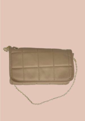 Sac Carré en Cuir avec Rabat Matelassé et Chaîne