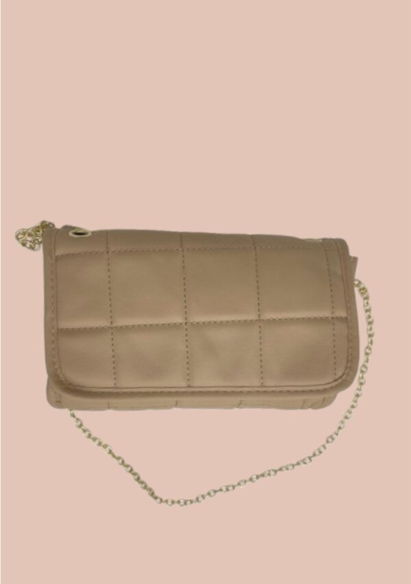 Sac Carré en Cuir avec Rabat Matelassé et Chaîne
