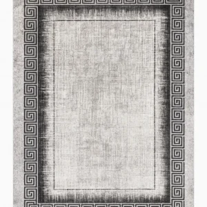 Tapis Gris à Motif Grec