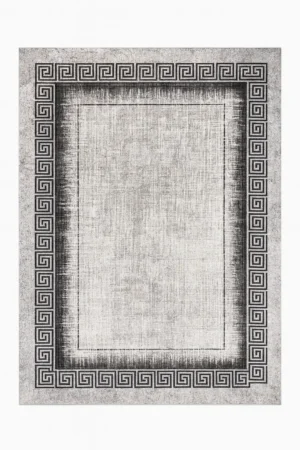 Tapis Gris à Motif Grec