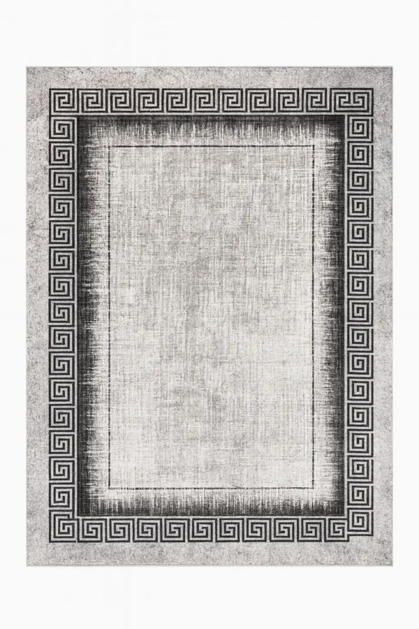 Tapis Gris à Motif Grec
