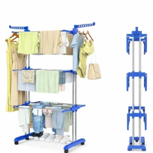 Étendoir à Linge Mobile 3 Niveaux