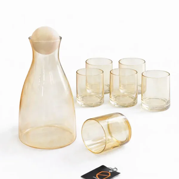 Service Carafe & Verres Élégance Ambrée