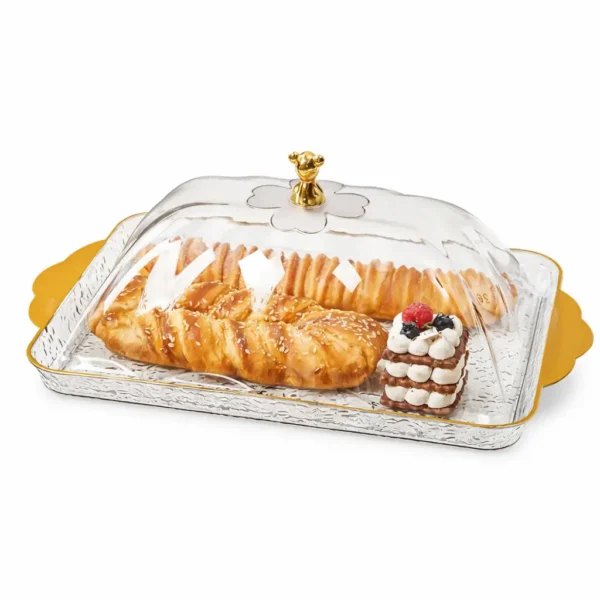 Cloche Alimentaire Élégante avec Plateau Doré Cloche Alimentaire Élégante avec Plateau Doré