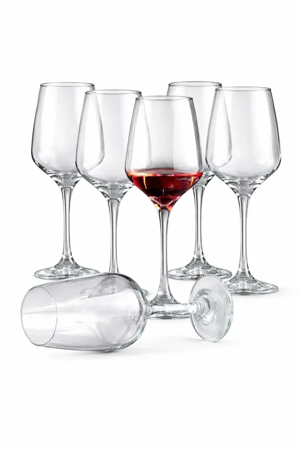 Lot de 6 Verres à Vin en Verre Transparent