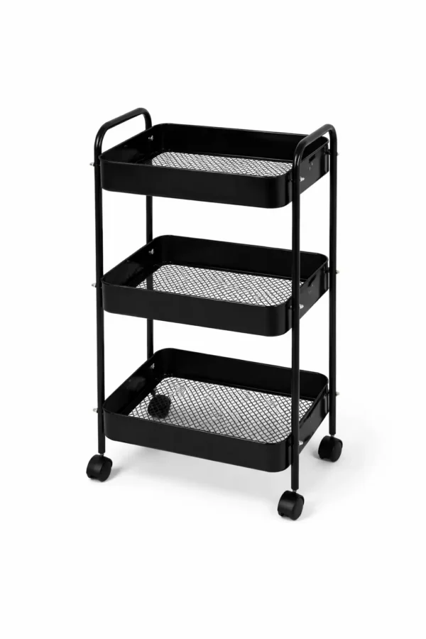 Chariot de Rangement Métallique à 3 Niveaux avec Roulettes