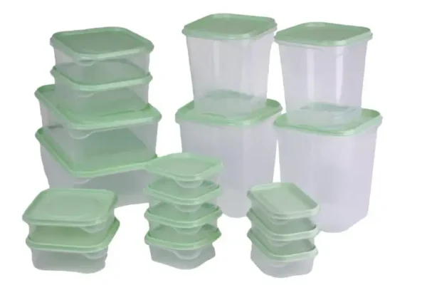 Lot de 17 Boîtes de Conservation Hermétiques – Couvercle Vert