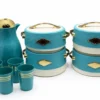 Ensemble 9PCS Thermos & Boîtes Isothermes Luxe – Turquoise & Doré