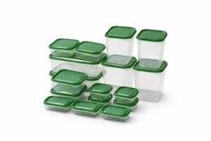 Lot de 17 Boîtes de Conservation Hermétiques – Couvercle Vert foncé