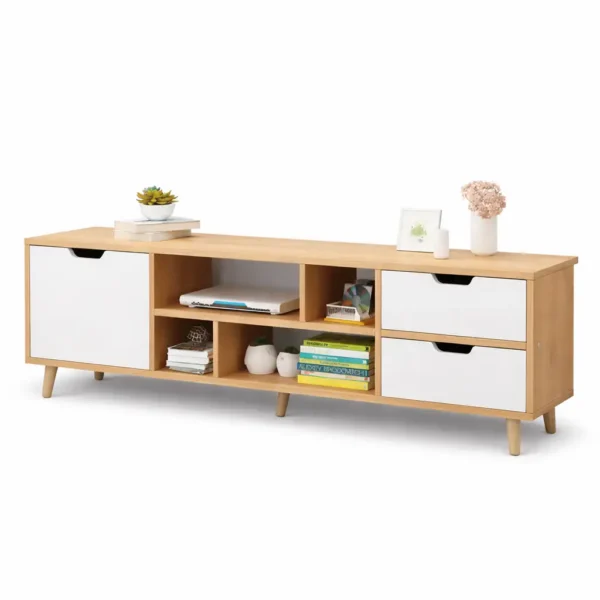 meuble TV scandinave bois naturel et blanc meuble TV scandinave bois naturel et blanc