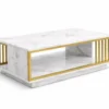 Table Basse Marbre Blanc & Doré – Style Luxe Moderne