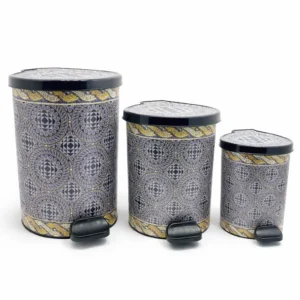Lot de 3 Poubelles à Pédale – Motif Géométrique Élégant