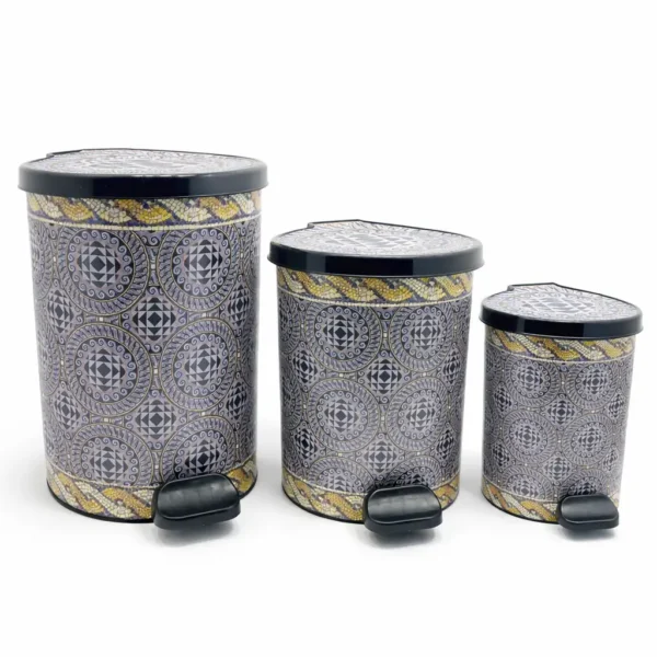Lot de 3 Poubelles à Pédale – Motif Géométrique Élégant
