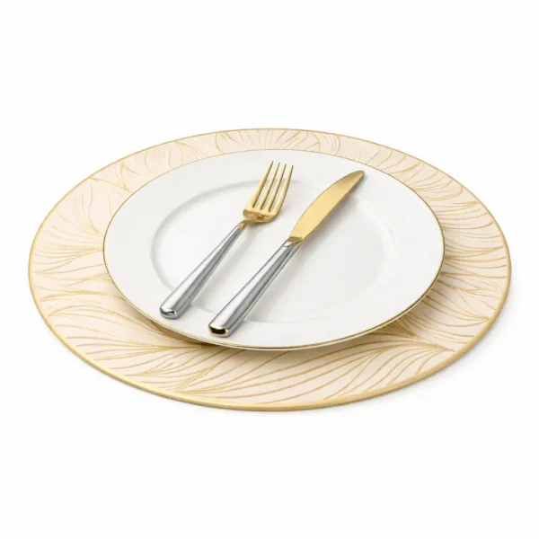 Lot de 6 Assiettes Plates Design Doré Élégant