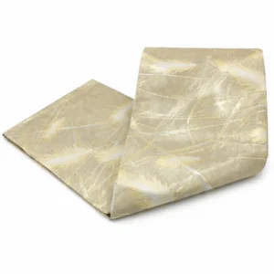 Nappe de Table 1M83 – Beige Doré Motif Plume