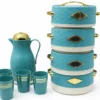 Ensemble 9PCS Thermos & Boîtes Isothermes Luxe – Turquoise & Doré