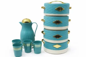 Ensemble 9PCS Thermos & Boîtes Isothermes Luxe – Turquoise & Doré