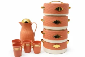 Ensemble Isotherme Luxe 9 Pièces – Marron Nude & Doré Ensemble Isotherme Luxe 9 Pièces – Marron Nude & Doré