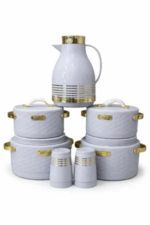 Ensemble Isotherme Luxe 9 Pièces – Gris Clair & Doré Ensemble Isotherme Luxe 9 Pièces – Gris Clair & Doré