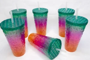 Gobelets Réutilisables Dégradé avec Paille (Lot de 6)