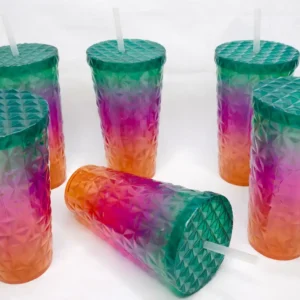 Gobelets Réutilisables Dégradé avec Paille (Lot de 6)