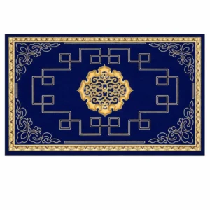 tapis grand format 3M x 2M design bleu et or