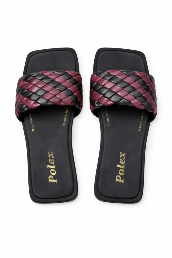 Sandales POLEX Dual Weave – Noir & Bordeaux Sandales POLEX Dual Weave – Noir & Bordeaux