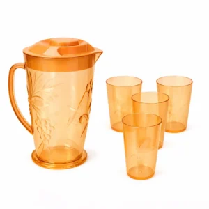 ensemble pichet + 4 verres au design orange transparent ensemble pichet + 4 verres au design orange transparent