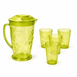 ensemble pichet + 4 verres vert transparent ensemble pichet + 4 verres vert transparent