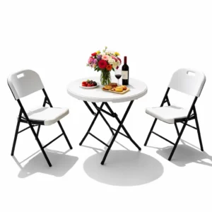 Ensemble Table Ronde + 2 Chaises Pliantes Ensemble Table Ronde + 2 Chaises Pliantes