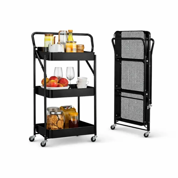 chariot de rangement pliable à 3 niveaux