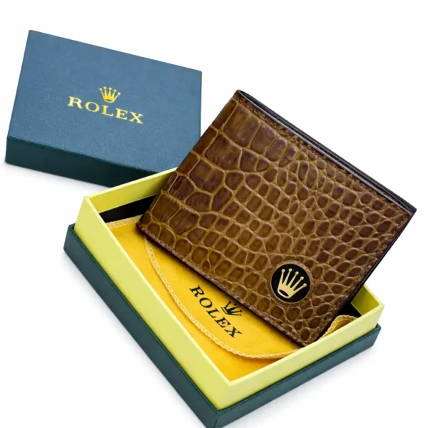 Portefeuille Rolex Prestige Crocodile Marron