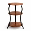 Table d’Appoint 3 Niveaux – Bois & Métal Élégant