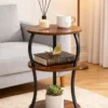 Table d’Appoint 3 Niveaux – Bois & Métal Élégant