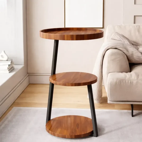 Table d’Appoint Moderne 3 Niveaux – Plateau Rond