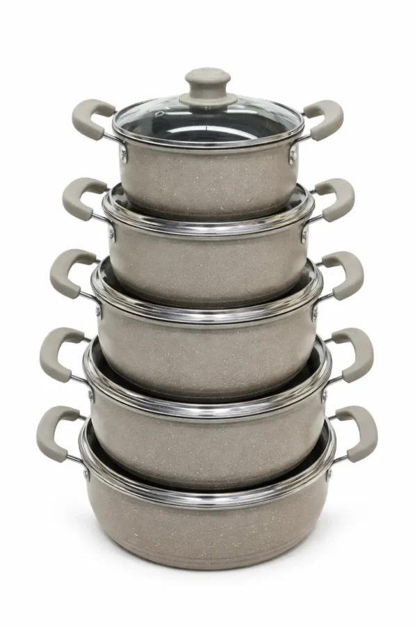 Batterie de Cuisine Granite Premium – 10 Pièces Batterie de Cuisine Granite Premium – 10 Pièces