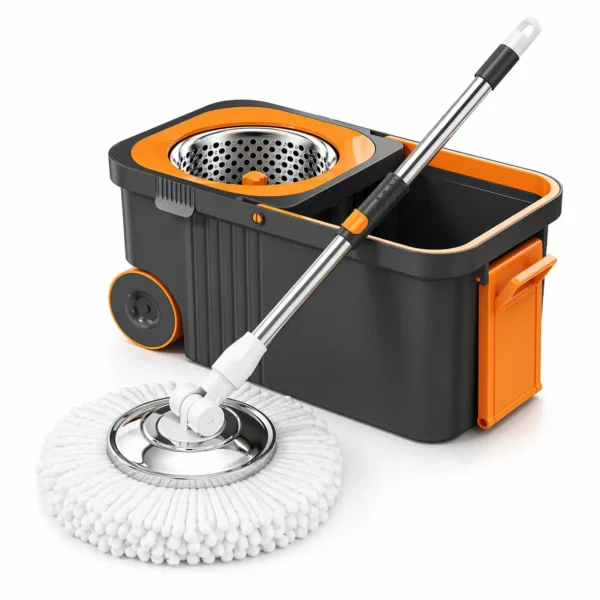 SpinClean Pro™ – Balai Rotatif 360° avec Seau Essoreur