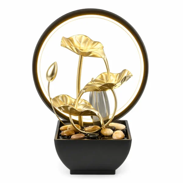 ZenAura Luxe™ – Fontaine LED Circulaire Élégante