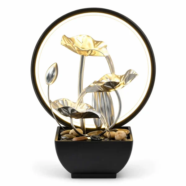 ZenAura Luxe™ – Fontaine LED Circulaire Élégante