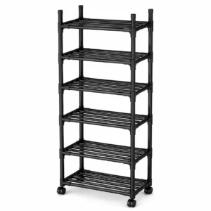 SlimSpace Rack™ – Étagère Compacte 6 Niveaux avec Roues